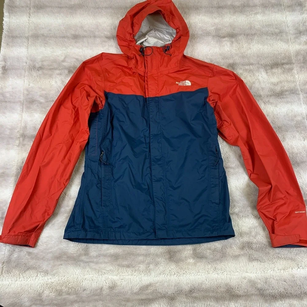 The North Face DryVent Rain Jacket Mens Red Blue Hooded Shell